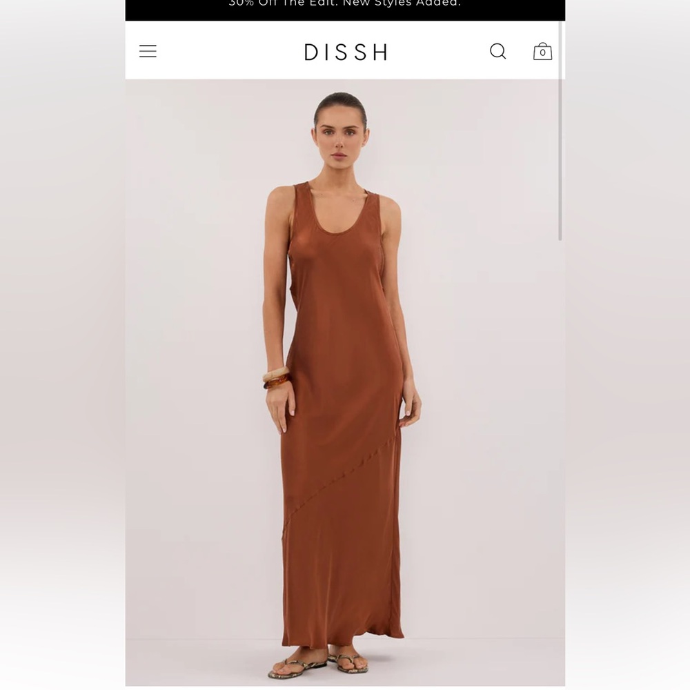 NWT DISSH silk maxi dress - terracotta